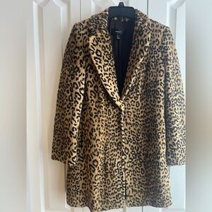Mango faux fur coat - leopard print- size s